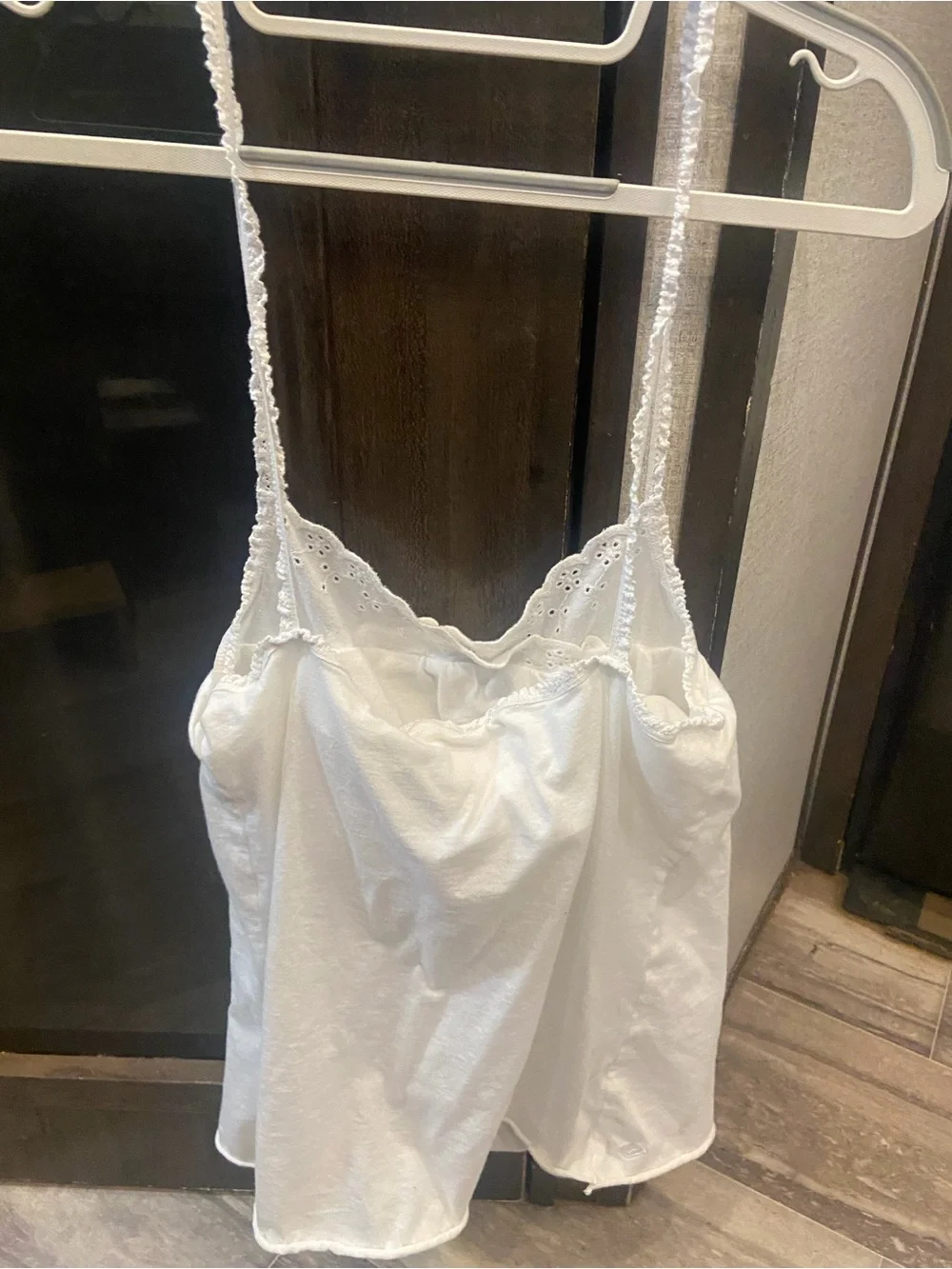 Roxy White Eyelet-Trim Spaghetti Strap Tank